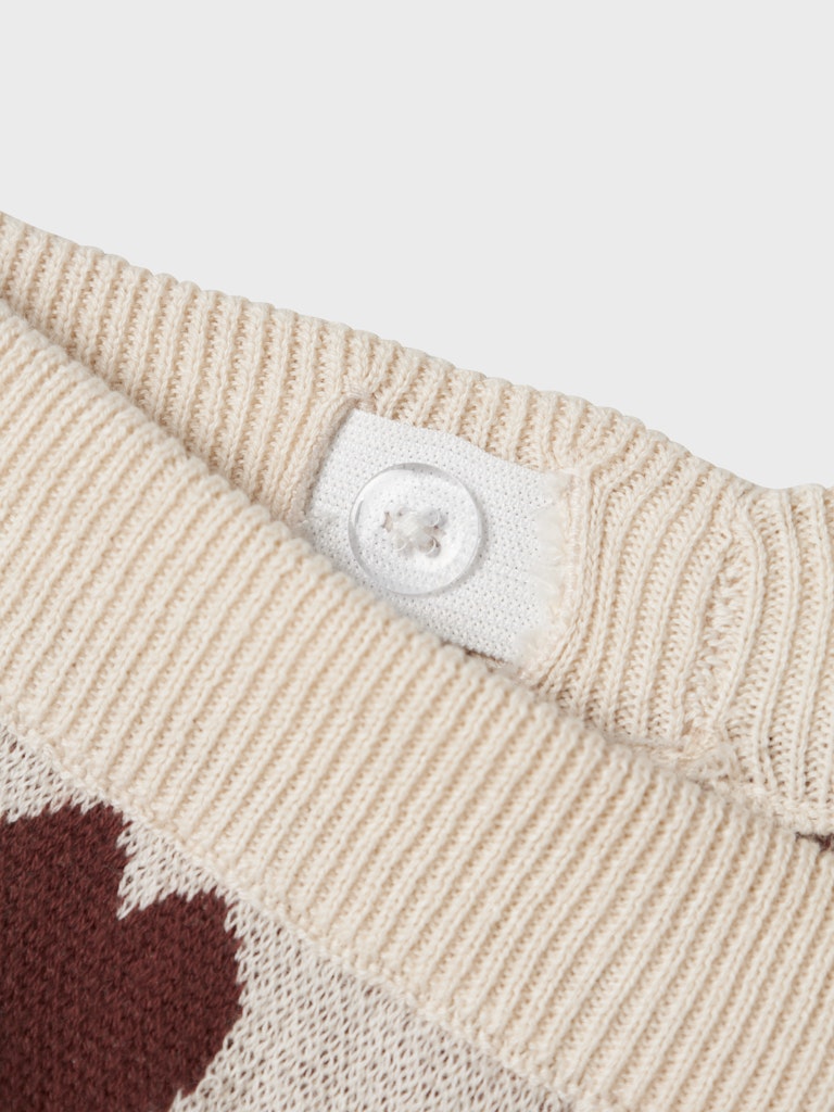 LIL' ATELIER / LAMAI STRIKKEDE BREDDE BUKSER - PASTEL PARCHMENT
