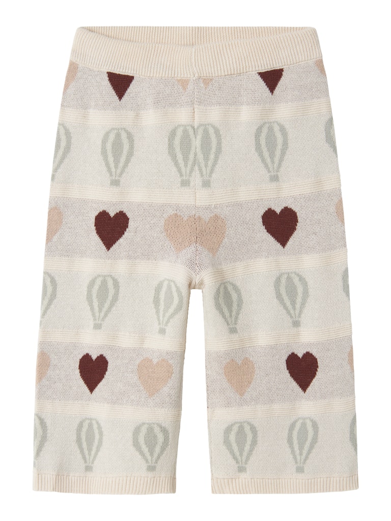 LIL' ATELIER / LAMAI STRIKKEDE BREDDE BUKSER - PASTEL PARCHMENT