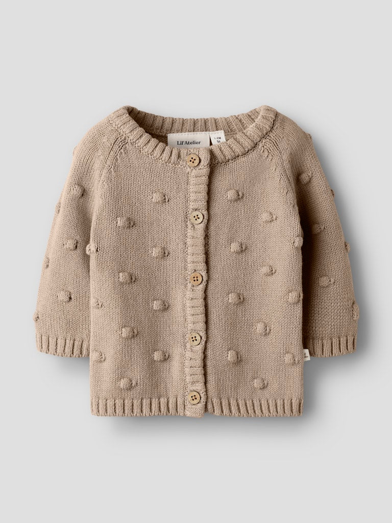 LIL' ATELIER / GABLE LS STRIK CARDIGAN - OXFORD TAN