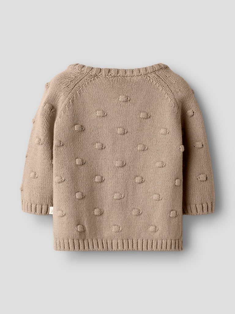 LIL' ATELIER / GABLE LS STRIK CARDIGAN - OXFORD TAN
