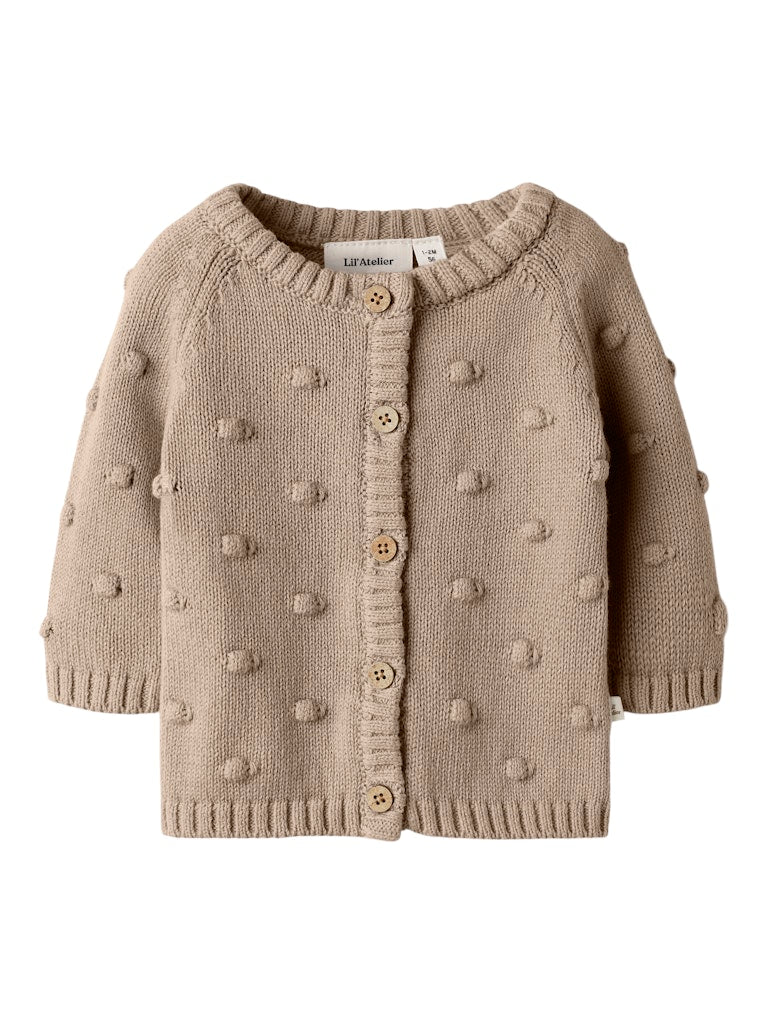 LIL' ATELIER / GABLE LS STRIK CARDIGAN - OXFORD TAN