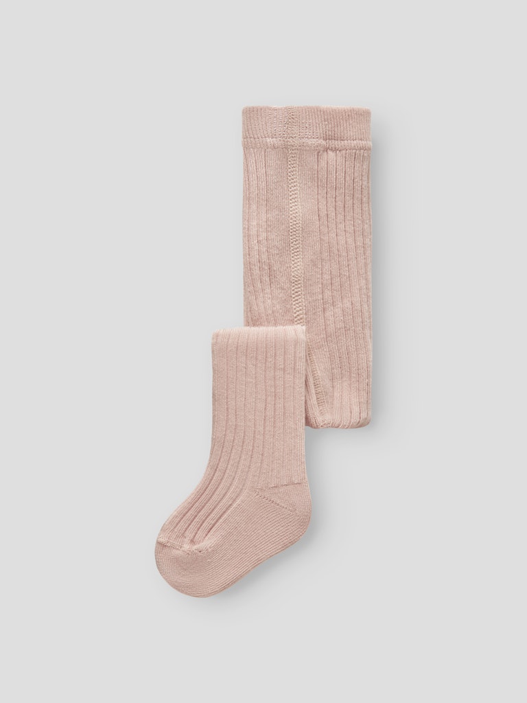 LIL' ATELIER / STRØMPEBUKER I RIB TIL BABY - CAMEO ROSE