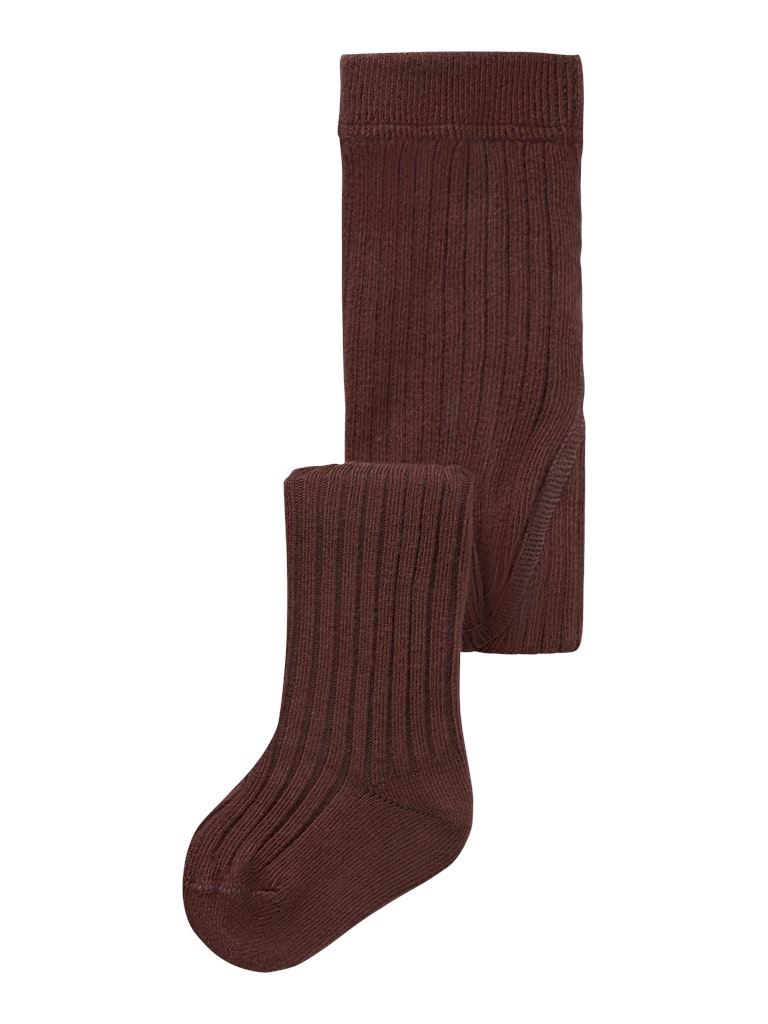 LIL' ATELIER / STRØMPEBUKER I RIB TIL BABY - HOT CHOCOLATE