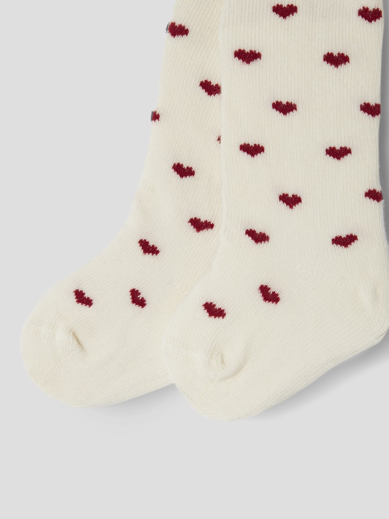 LIL' ATELIER / STRØMPEBUKSER MED HJERTER - RED HEARTS