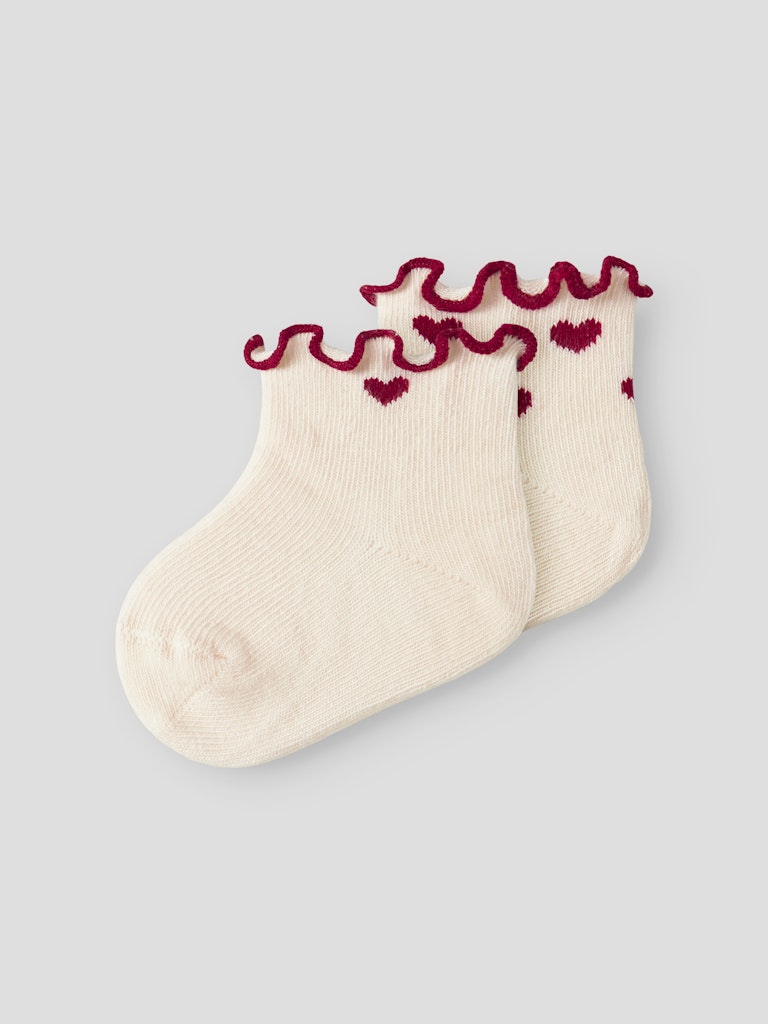 LIL' ATELIER / 2 PAK STRØMPER MED HJERTER – TURTLEDOVE