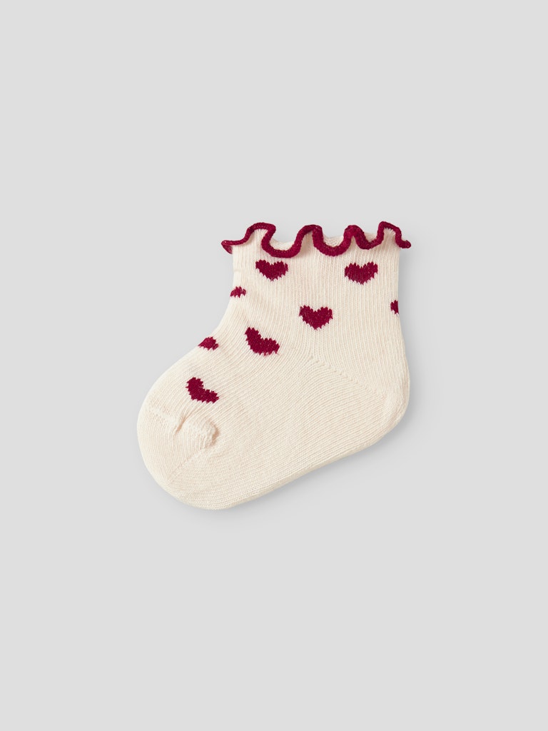 LIL' ATELIER / 2 PAK STRØMPER MED HJERTER – TURTLEDOVE