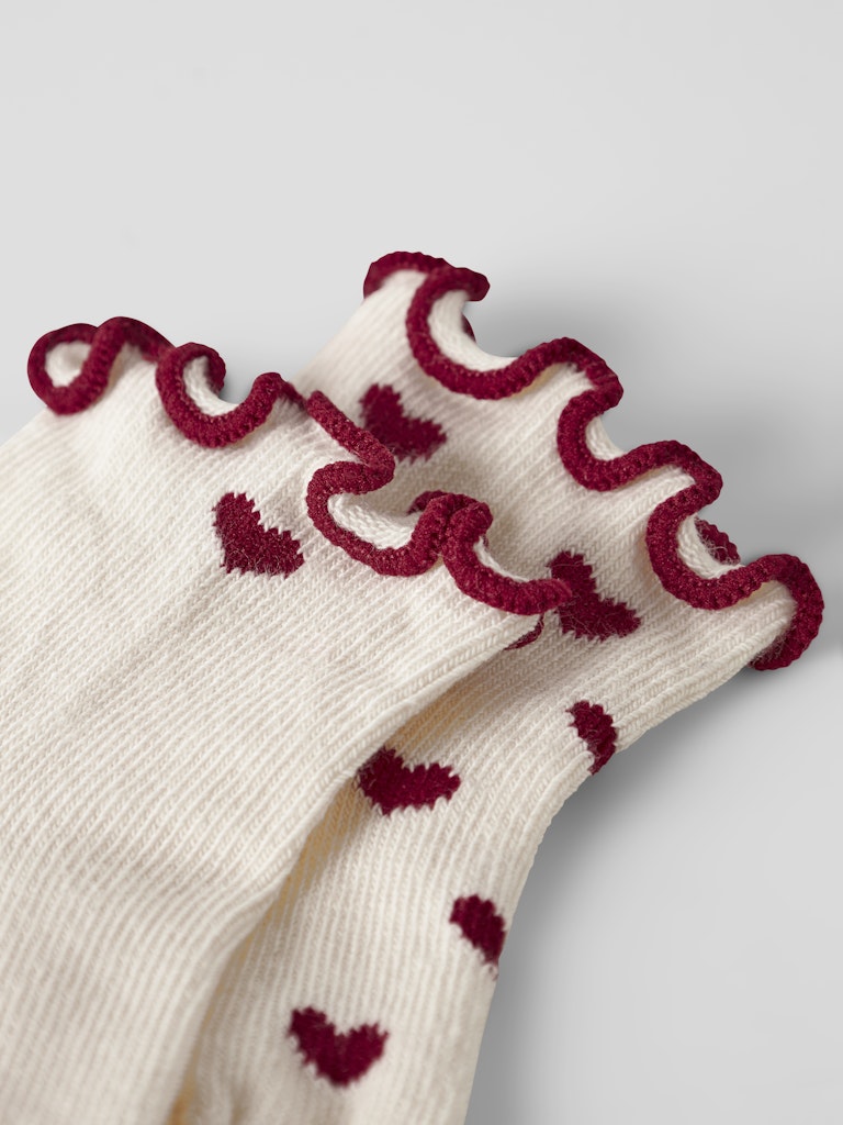 LIL' ATELIER / 2 PAK STRØMPER MED HJERTER – TURTLEDOVE