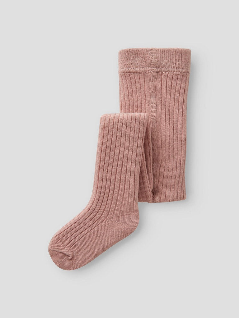 LIL' ATELIER / STRØMPER I RIB - MISTY ROSE
