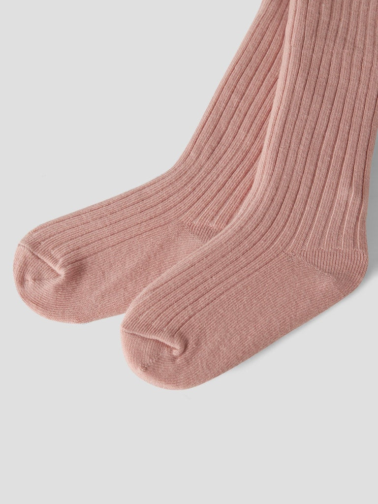 LIL' ATELIER / STRØMPER I RIB - MISTY ROSE