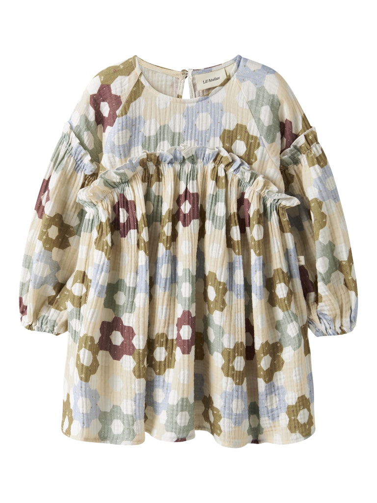 LIL’ ATELIER / TALIA LS LØS KJOLE – COCONUT MILK