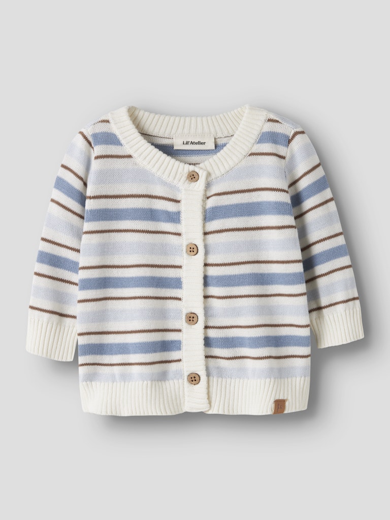 LIL' ATELIER / HITO LS STRIK CARDIGAN - COCONUT MILK