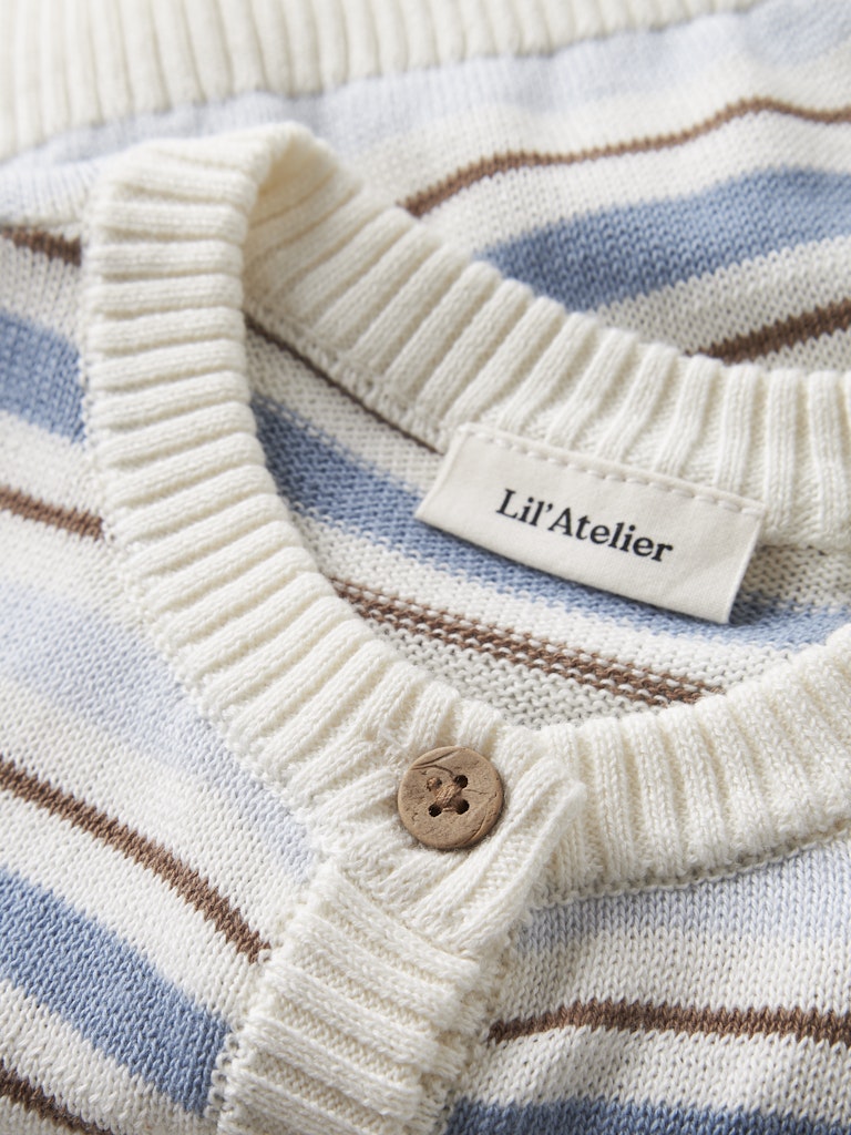 LIL' ATELIER / HITO LS STRIK CARDIGAN - COCONUT MILK