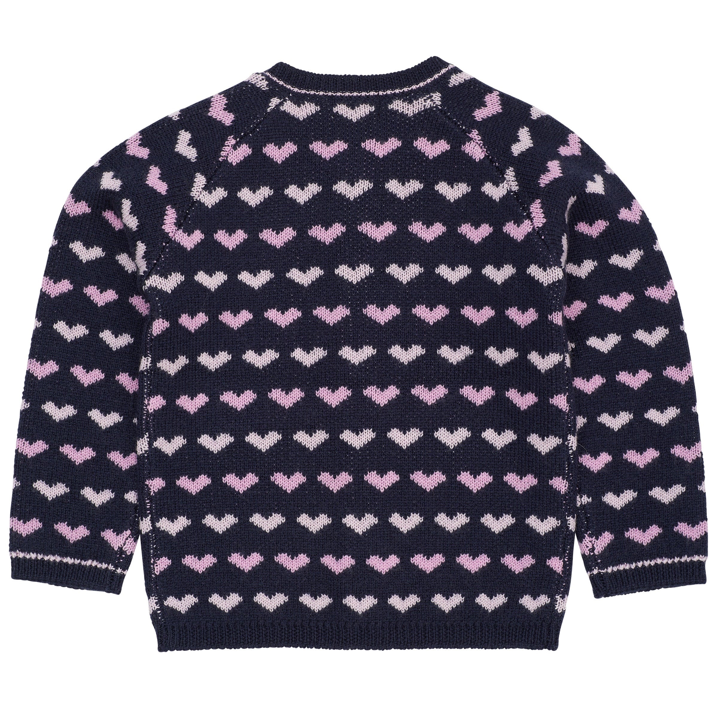 COPENHAGEN COLORS / MERINO HJERTE CARDIGAN - NAVY/BUBBLEGUM