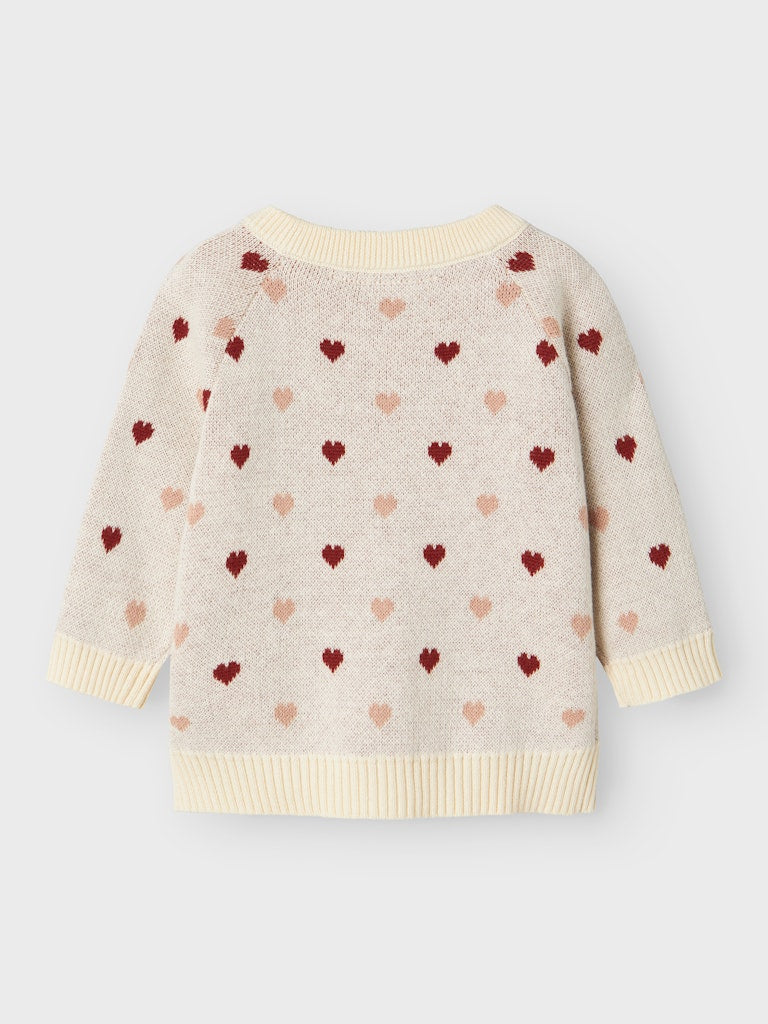 LIL' ATELIER / SARAN CARDIGAN MED HJERTER - TURTLEDOVE