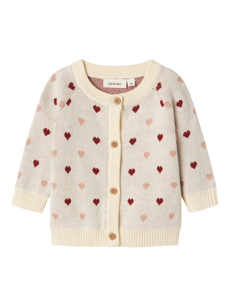 LIL' ATELIER / SARAN CARDIGAN MED HJERTER - TURTLEDOVE