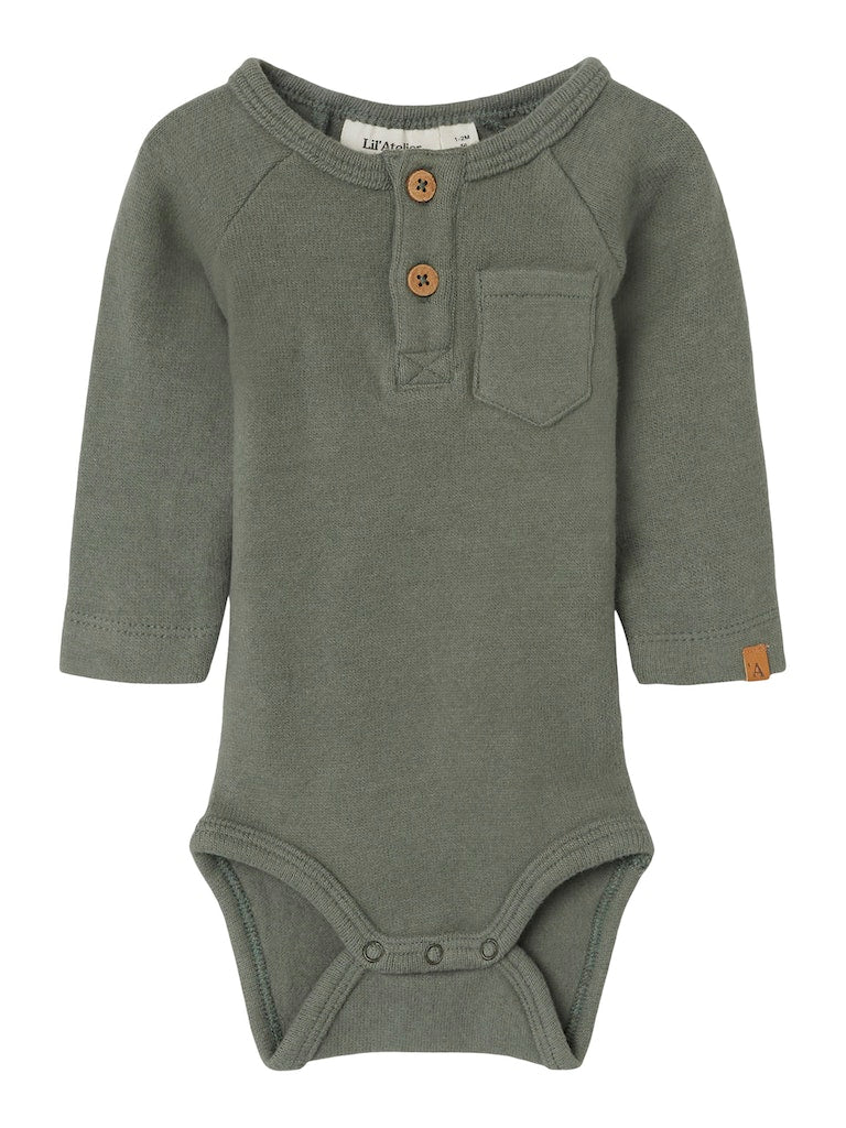 LIL' ATELIER / THOR LS SLIM BODY - AGAVE GREEN