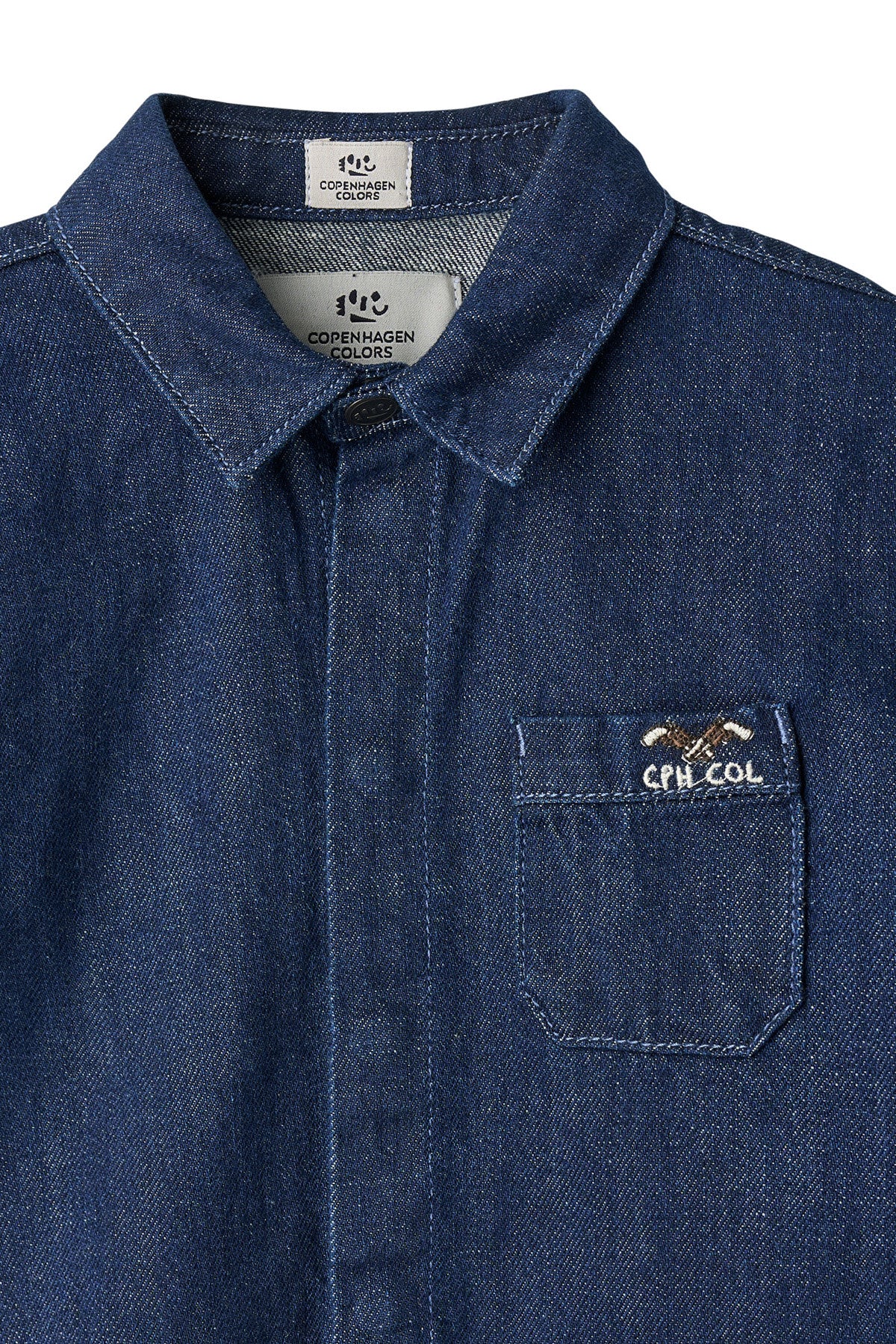COPENHAGEN COLORS / ORGANIC DENIM COWBOY SKJORTE - DARK BLUE