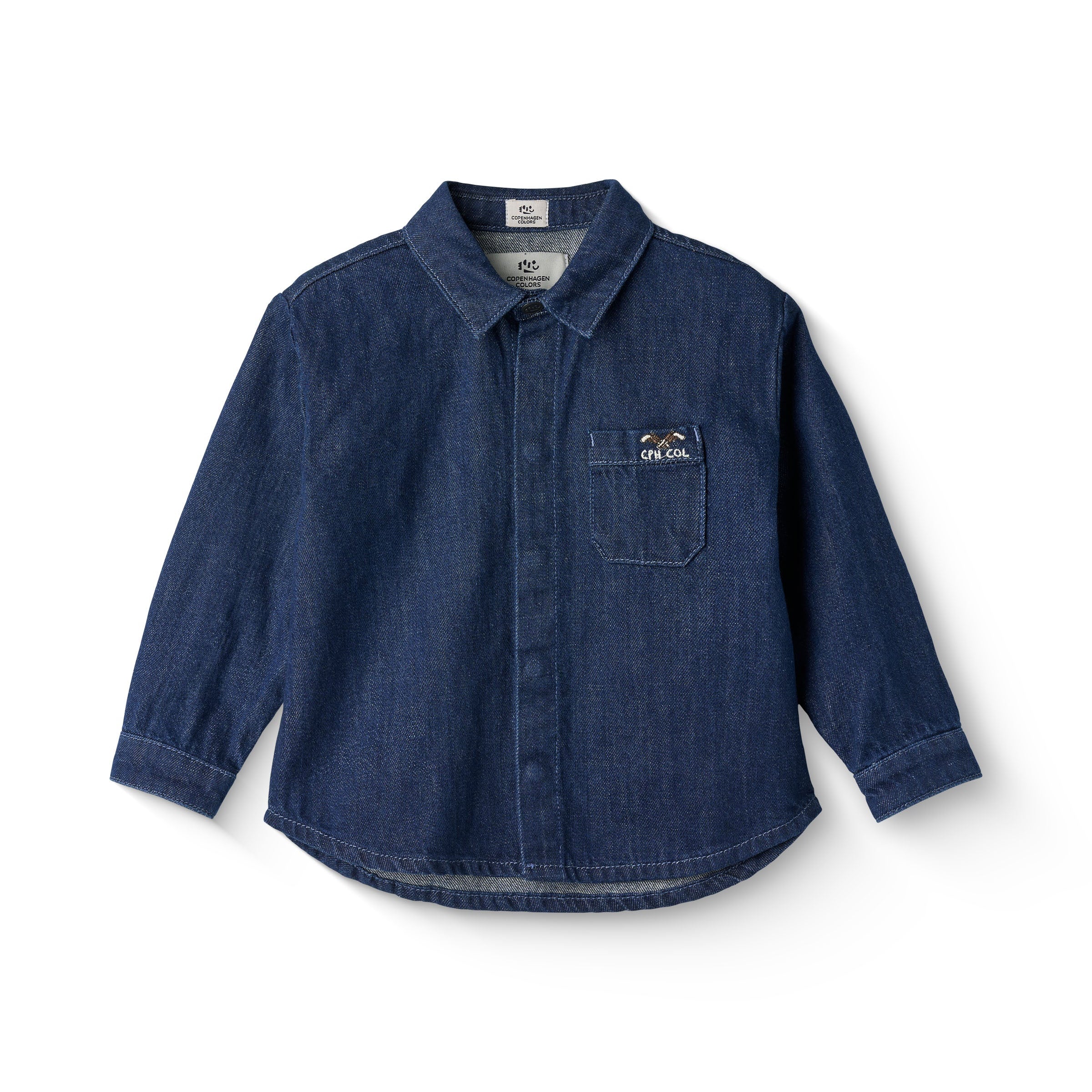 COPENHAGEN COLORS / ORGANIC DENIM COWBOY SKJORTE - DARK BLUE