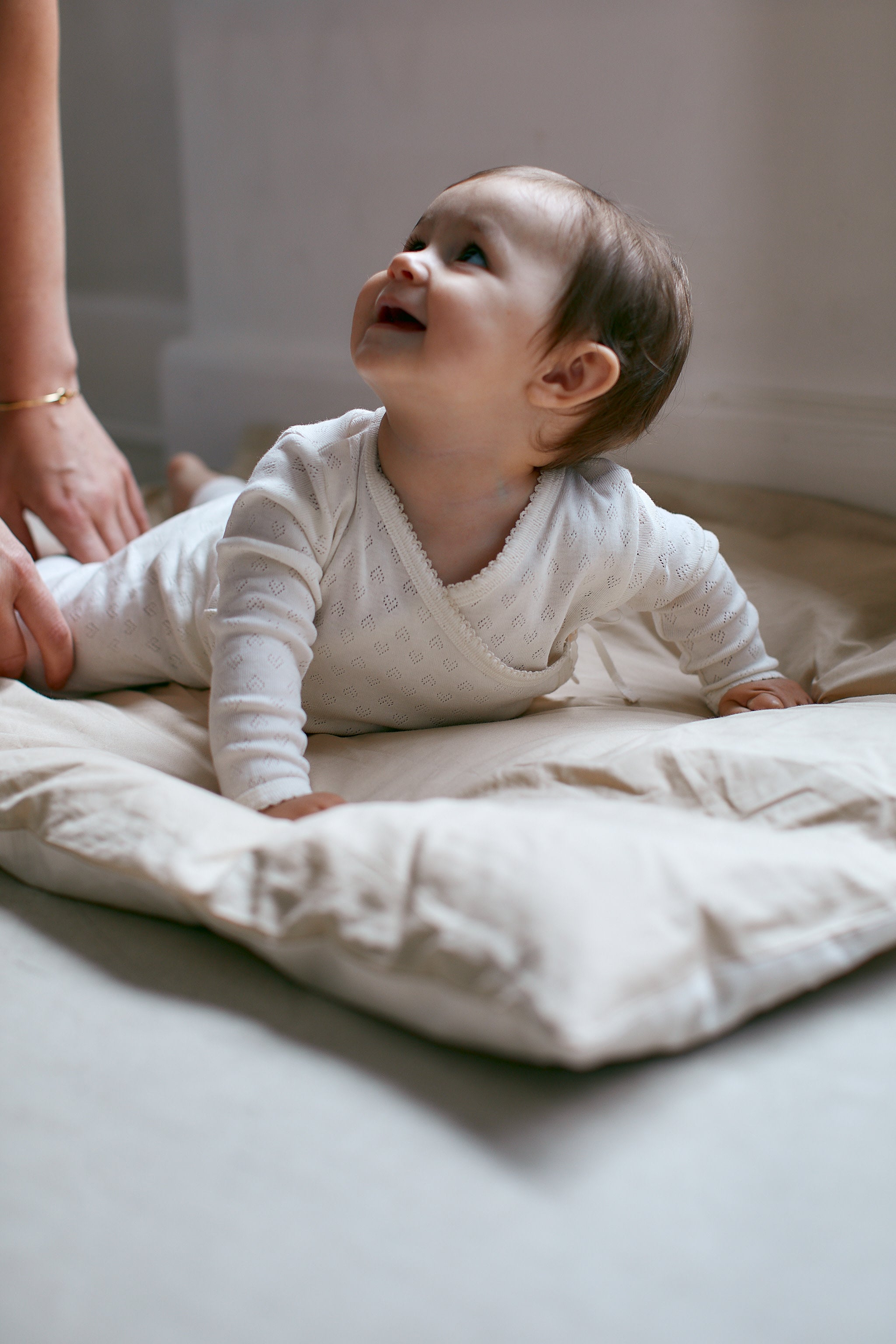 COPENHAGEN COLORS / POINTELLE CROSSOVER LS BODYSTOCKING - CREAM - Mini Monde Copenhagen