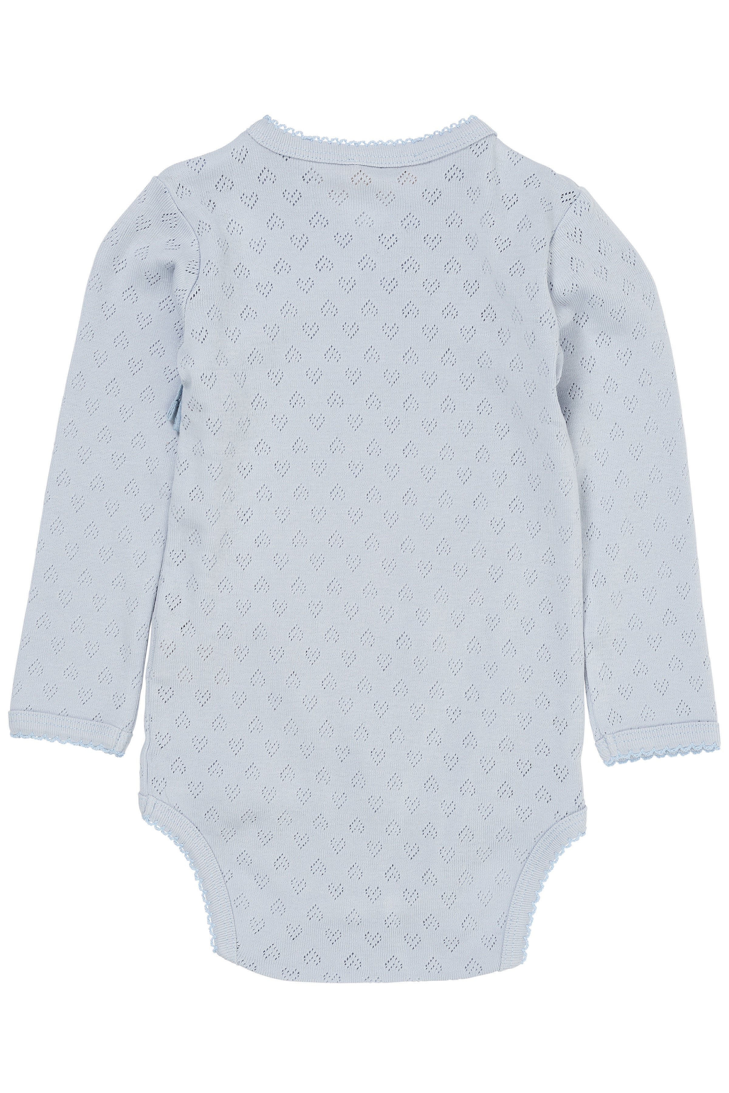 COPENHAGEN COLORS / POINTELLE CROSSOVER LS BODYSTOCKING - DUSTY BLUE - Mini Monde Copenhagen