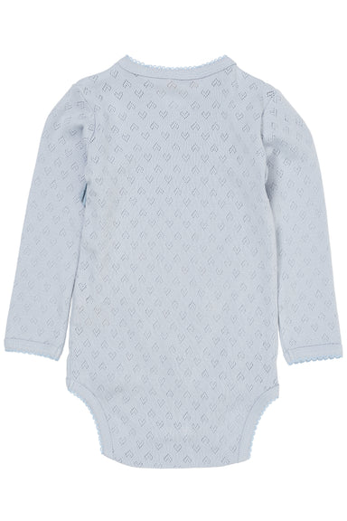 COPENHAGEN COLORS / POINTELLE CROSSOVER LS BODYSTOCKING - DUSTY BLUE - Mini Monde Copenhagen