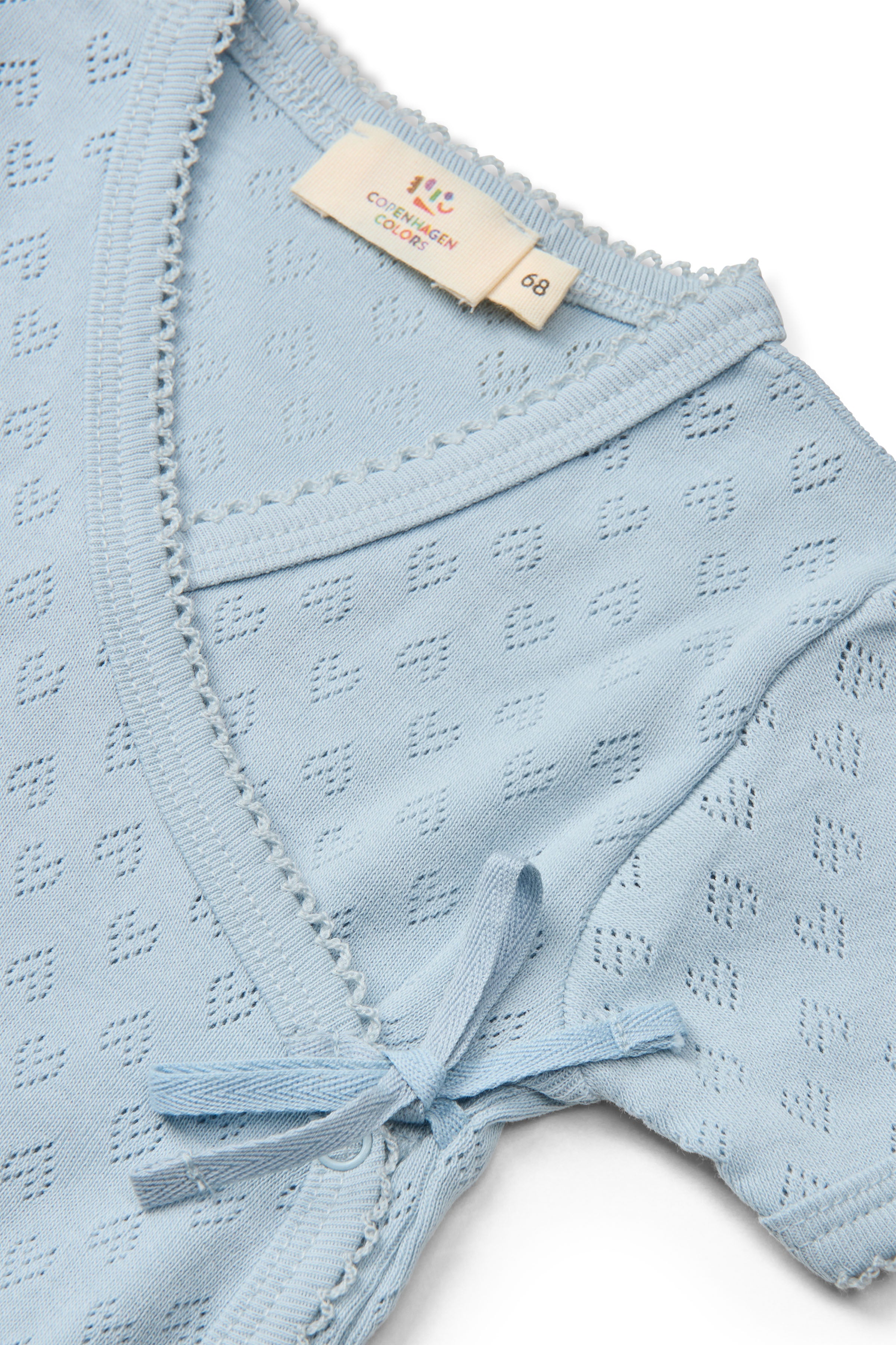 COPENHAGEN COLORS / POINTELLE CROSSOVER SS BODYSTOCKING - DUSTY BLUE - Mini Monde Copenhagen