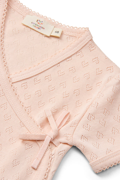 COPENHAGEN COLORS / POINTELLE CROSSOVER SS BODYSTOCKING - DUSTY ROSE - Mini Monde Copenhagen