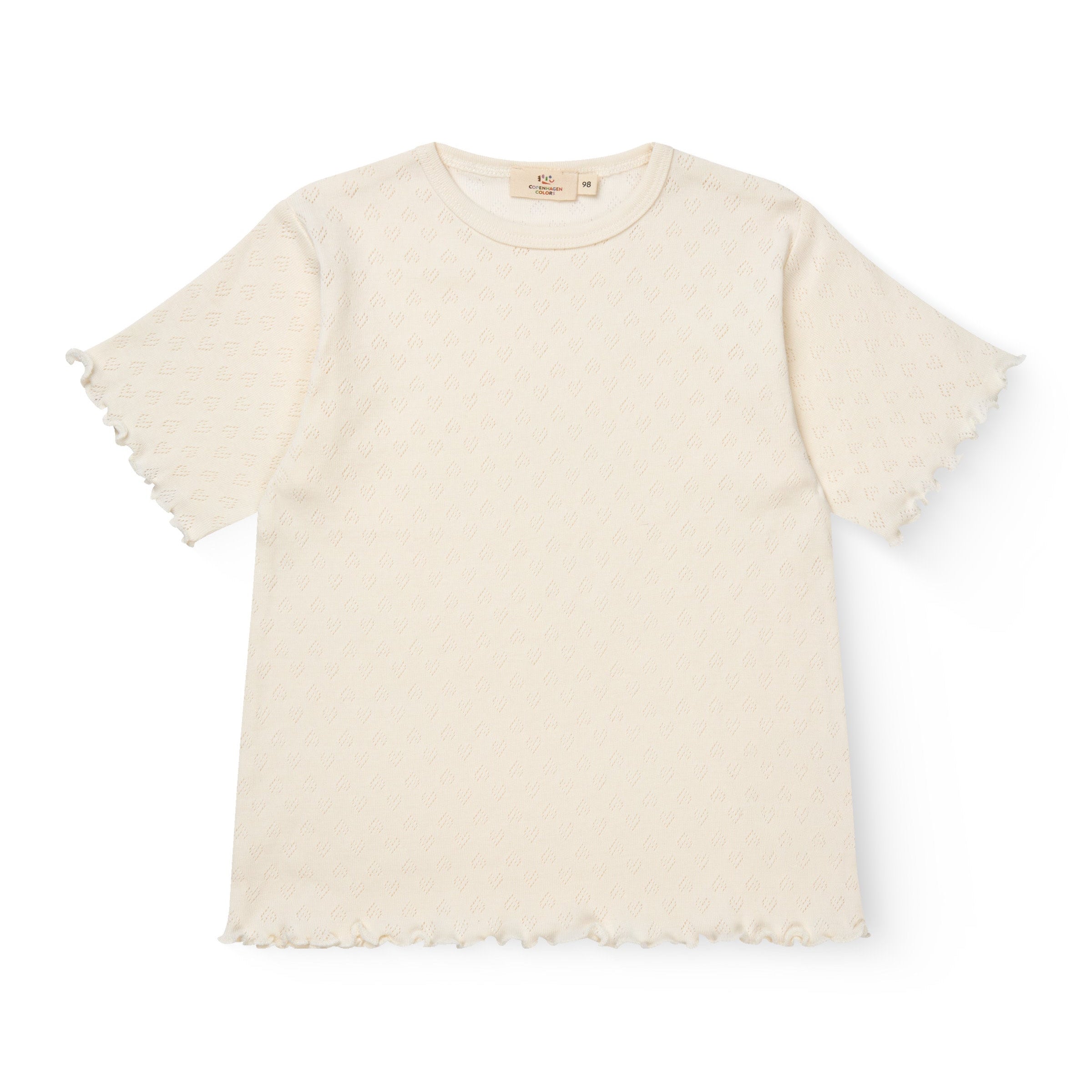 COPENHAGEN COLORS / POINTELLE HEART T-SHIRT - CREME - Mini Monde Copenhagen