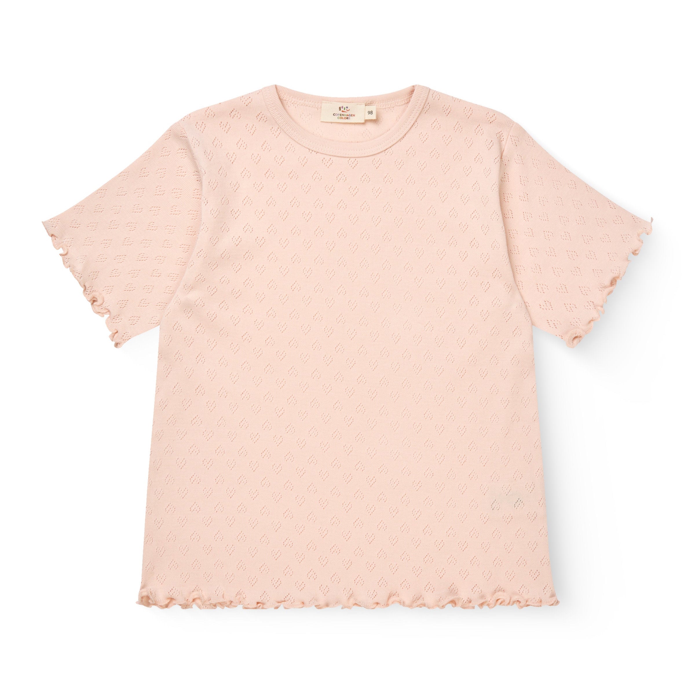 COPENHAGEN COLORS / POINTELLE HEART T-SHIRT - DUSTY ROSE - Mini Monde Copenhagen