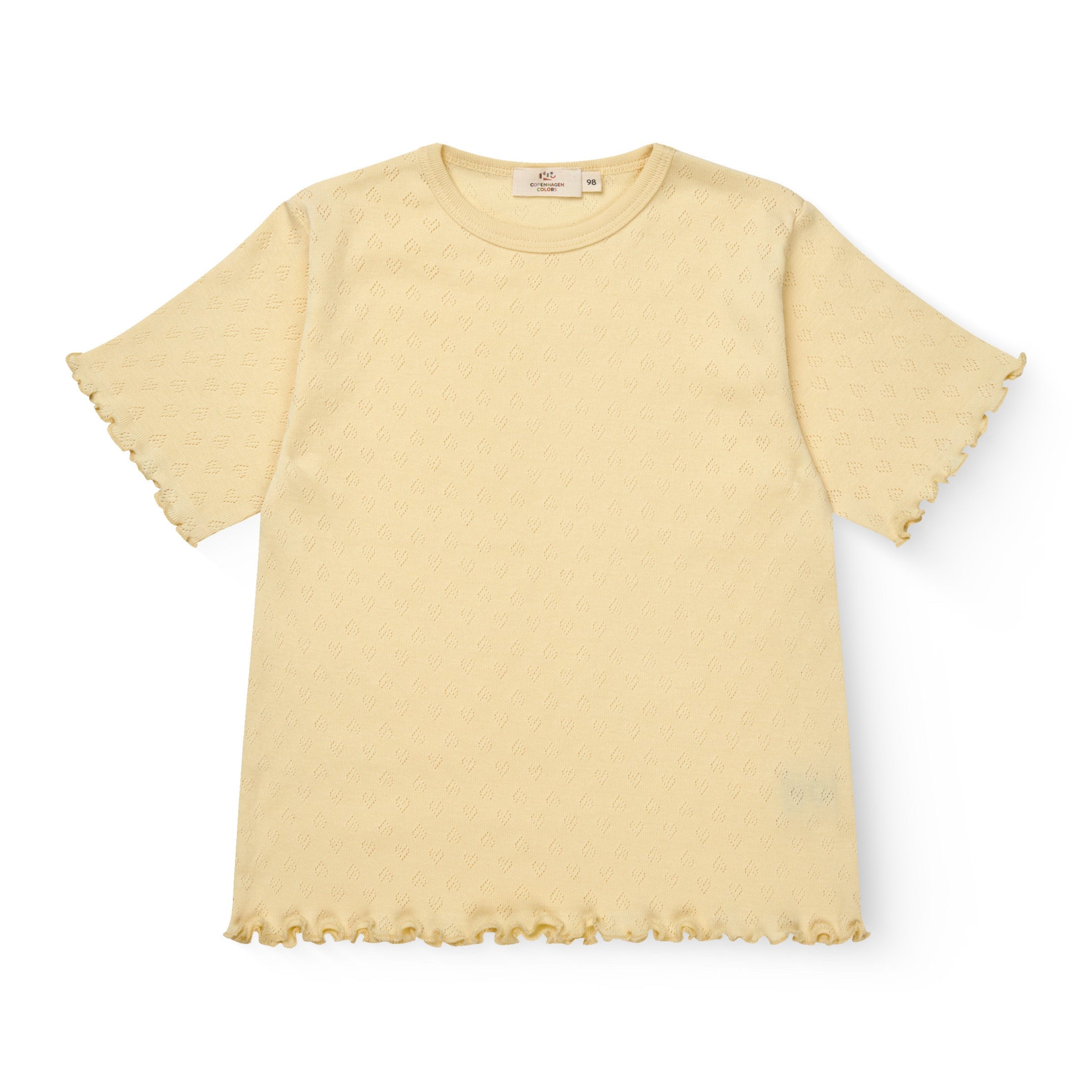 COPENHAGEN COLORS / POINTELLE HEART T-SHIRT - PALE YELLOW - Mini Monde Copenhagen