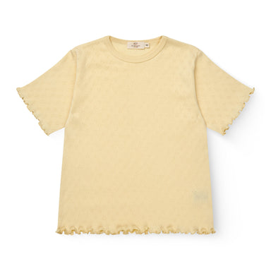 COPENHAGEN COLORS / POINTELLE HEART T-SHIRT - PALE YELLOW - Mini Monde Copenhagen