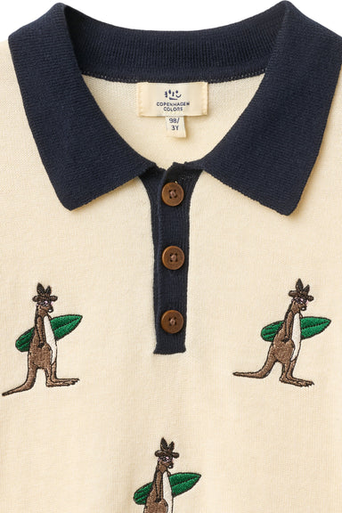 COPENHAGEN COLORS / STRIKKET POLO M. BRODERI - CREAM COMB - Mini Monde Copenhagen