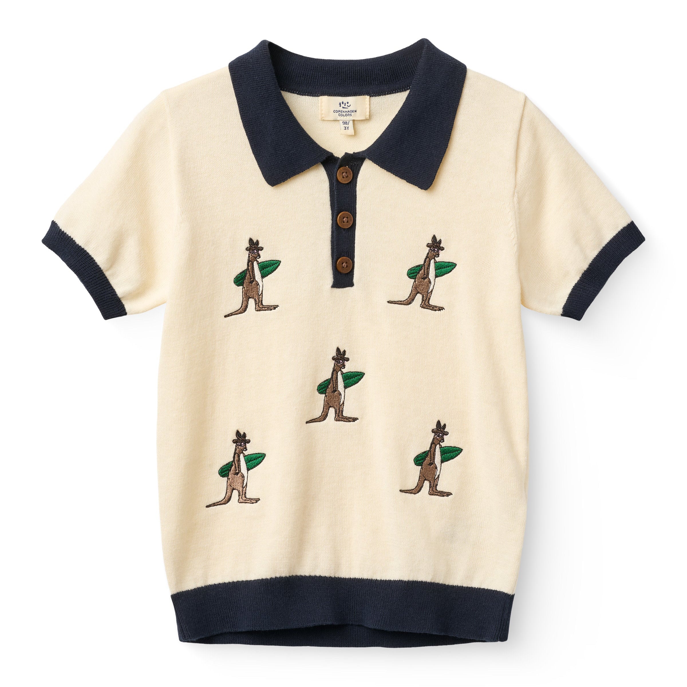 COPENHAGEN COLORS / STRIKKET POLO M. BRODERI - CREAM COMB - Mini Monde Copenhagen