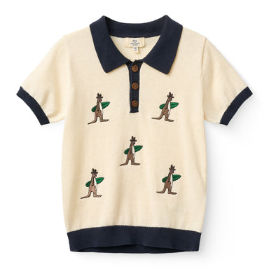 COPENHAGEN COLORS / STRIKKET POLO M. BRODERI - CREAM COMB - Mini Monde Copenhagen