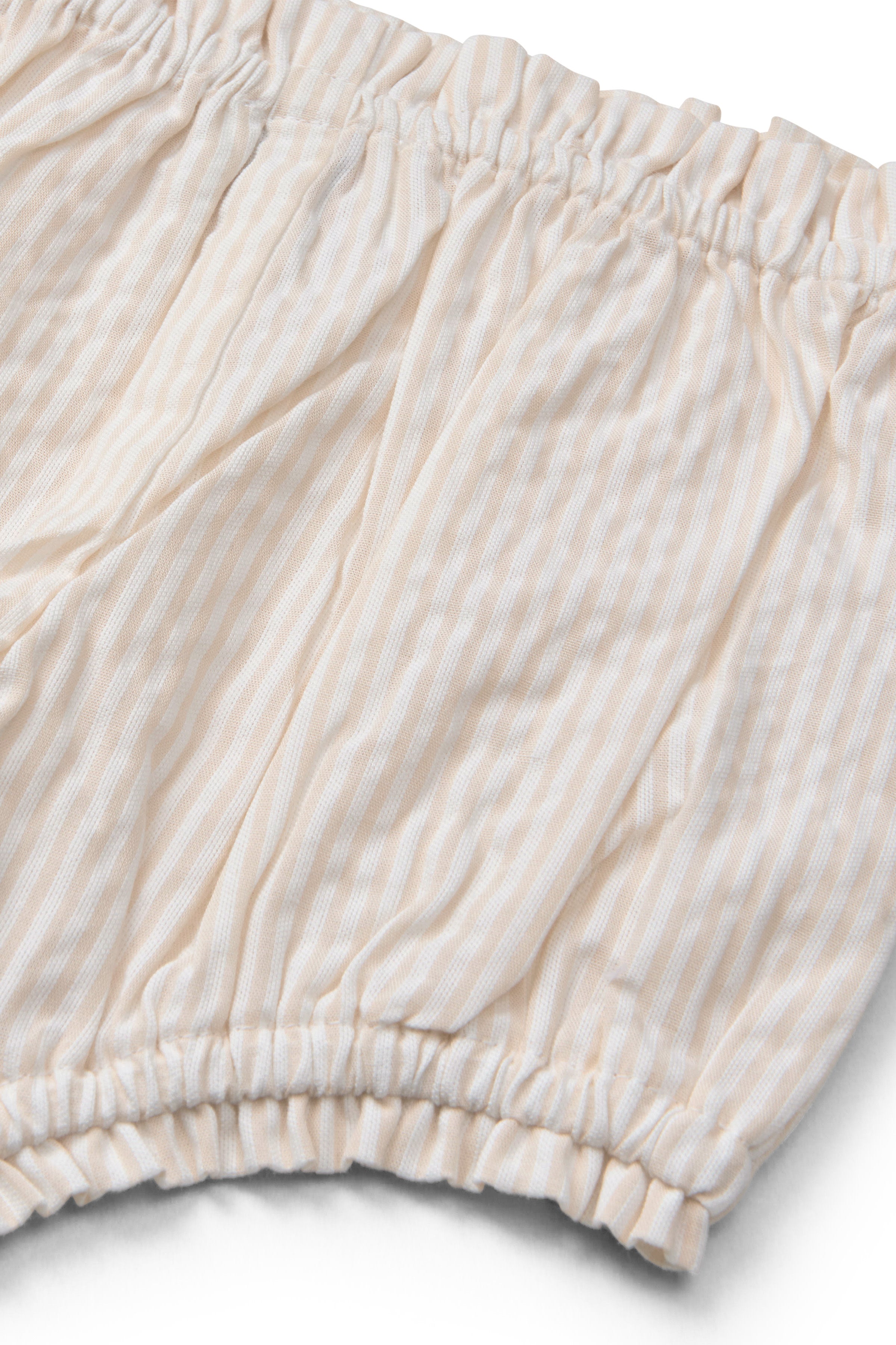 COPENHAGEN COLORS / SEERSUCKER BABYSÆT MED BRODERI - DUSTY ROSE W CREAM STRIPE