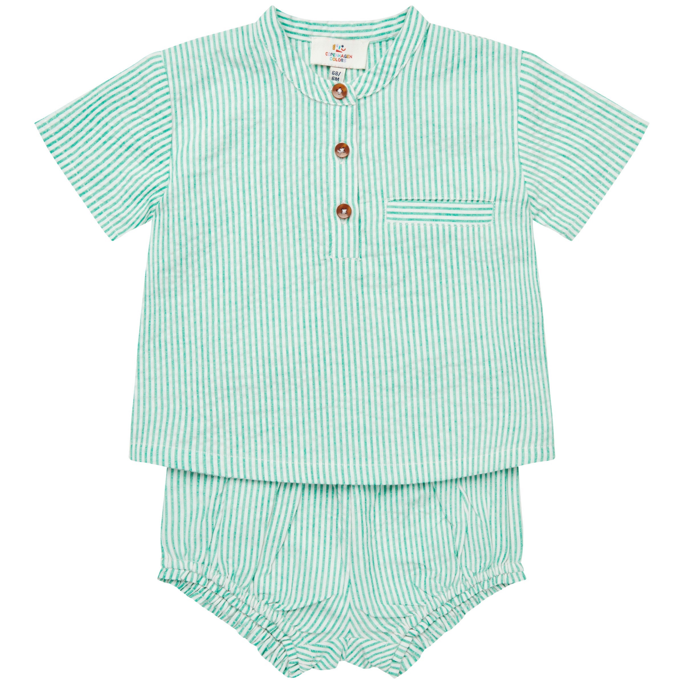 COPENHAGEN COLORS / SEERSUCKER BABYSÆT - SHARP GREEN W CREAM STRIPE