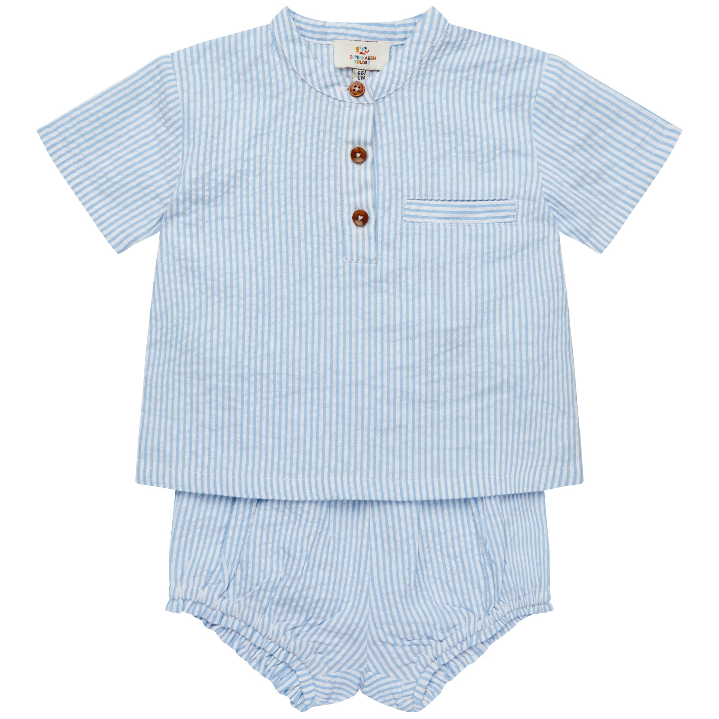 COPENHAGEN COLORS / SEERSUCKER BABYSÆT - SKY BLUE W CREAM STRIPE