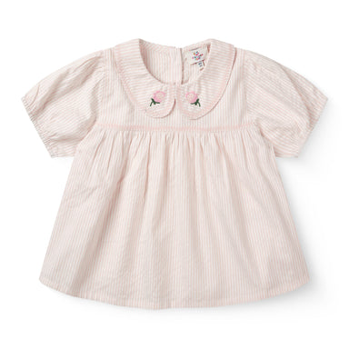 Copenhagen Colors seersucker baby sæt i økologisk bomuld med striber bestående af top og bukser til baby.