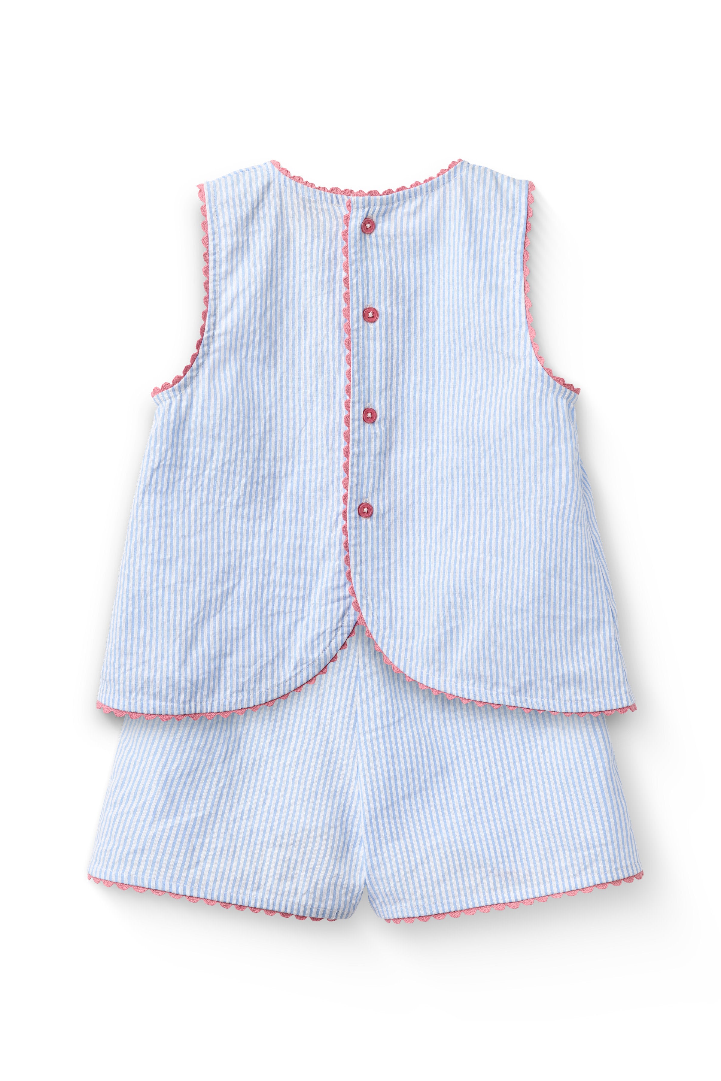 COPENHAGEN COLORS / SEERSUCKER SHORTSSÆT - SKY BLUE W CREAM STRIPE