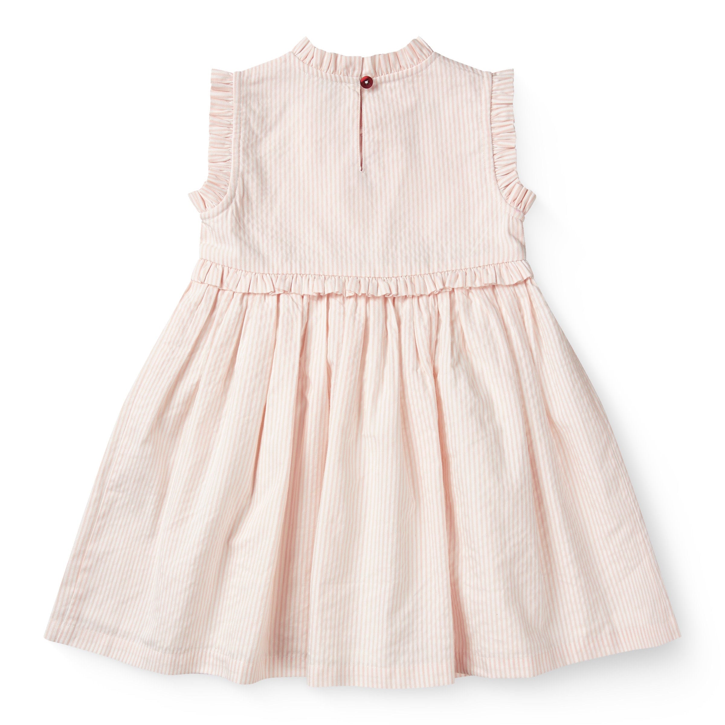 COPENHAGEN COLORS / SEERSUCKER KJOLE MED BRODERI - DUSTY ROSE W CREAM STRIPE