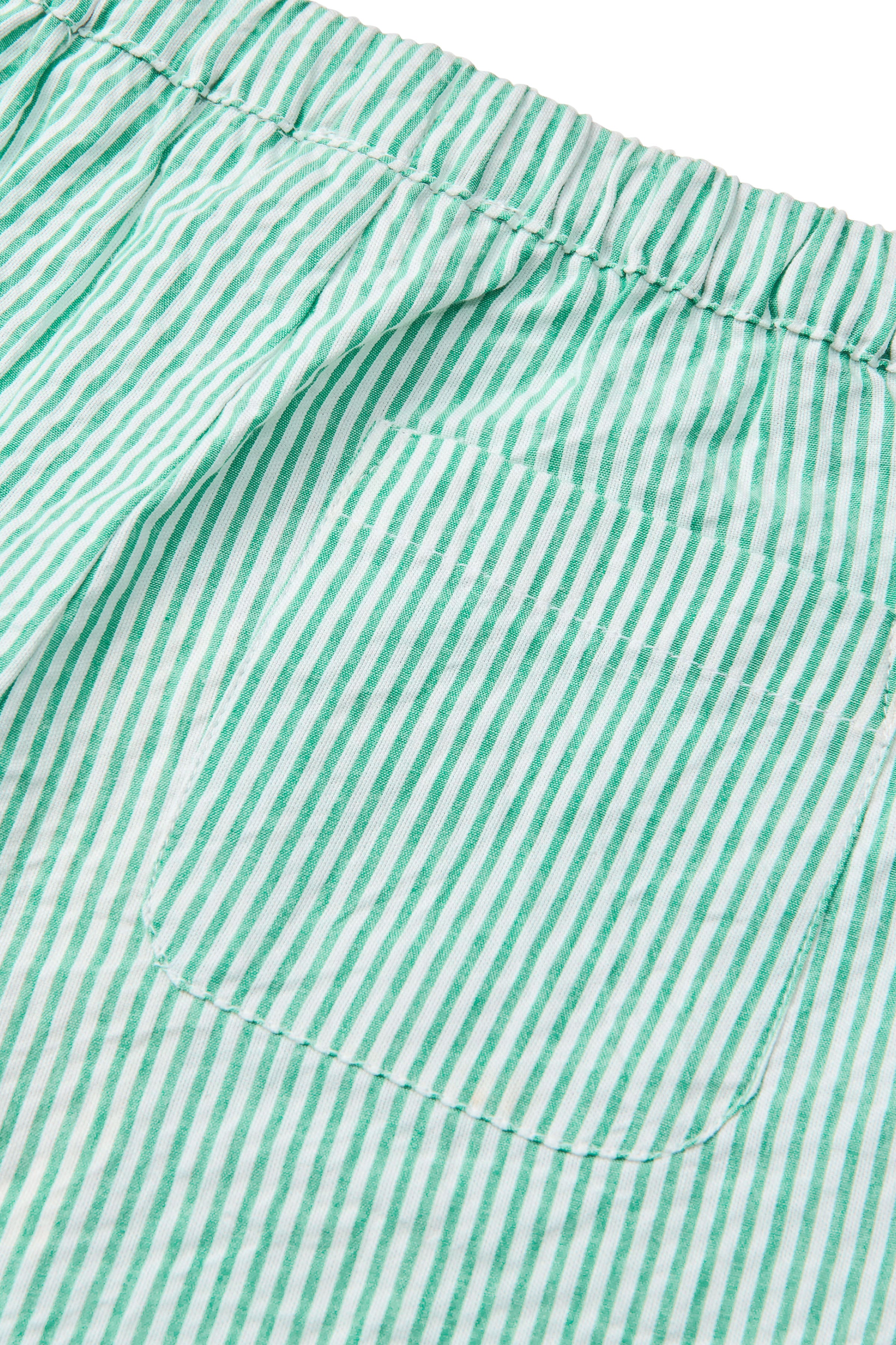 COPENHAGEN COLORS / SEERSUCKER BUKSER - SHARP GREEN W CREAM STRIPE