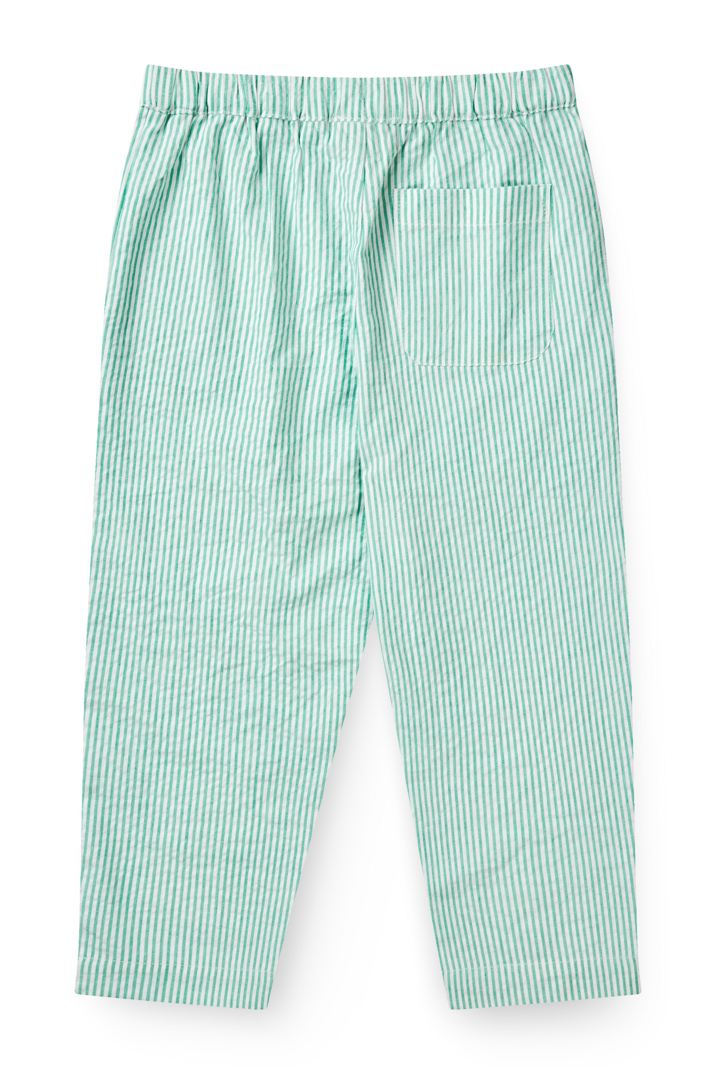 COPENHAGEN COLORS / SEERSUCKER BUKSER - SHARP GREEN W CREAM STRIPE