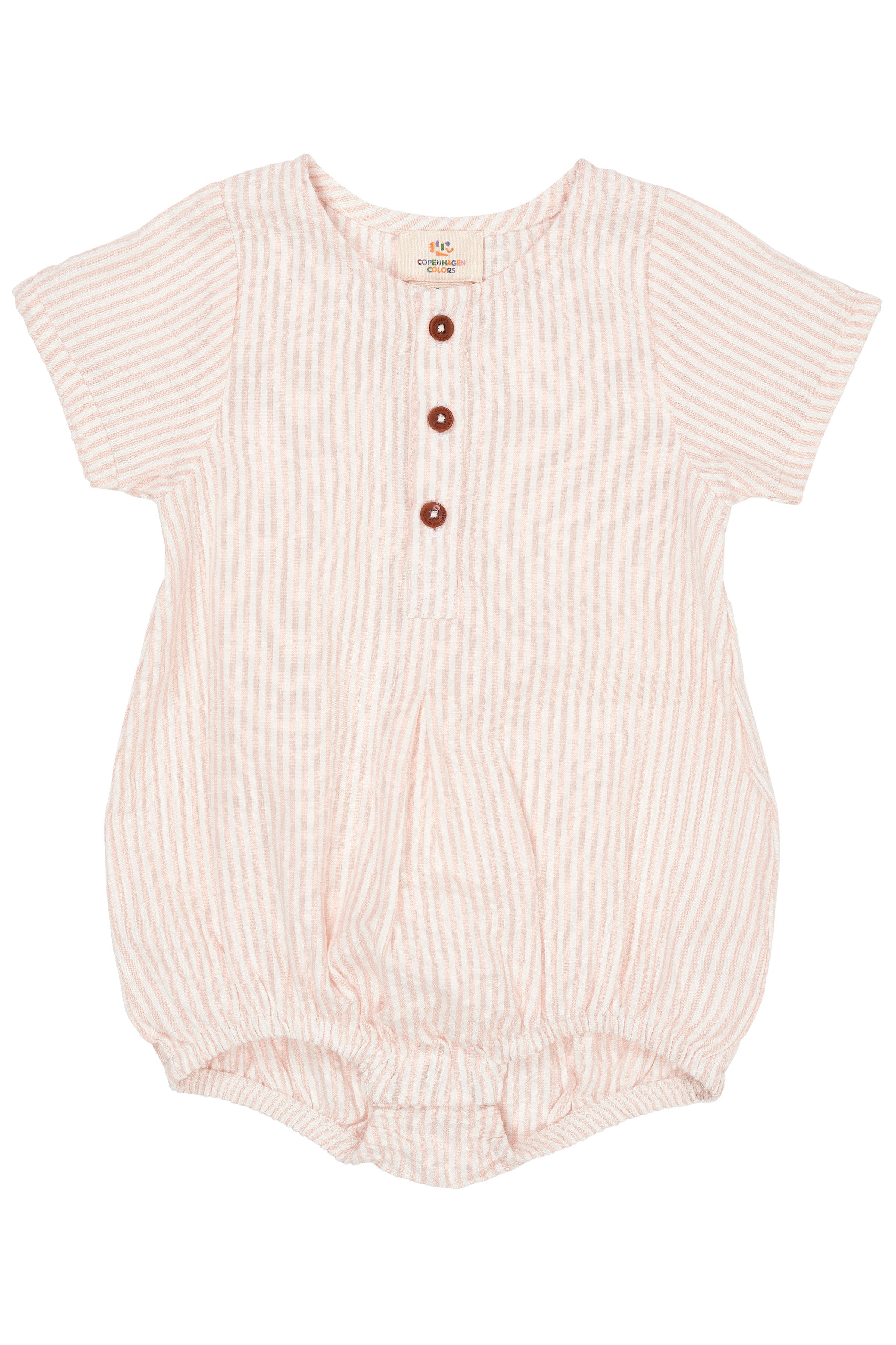 COPENHAGEN COLORS / SEERSUCKER ROMPER MED ÆRME - DUSTY ROSE STRIPE