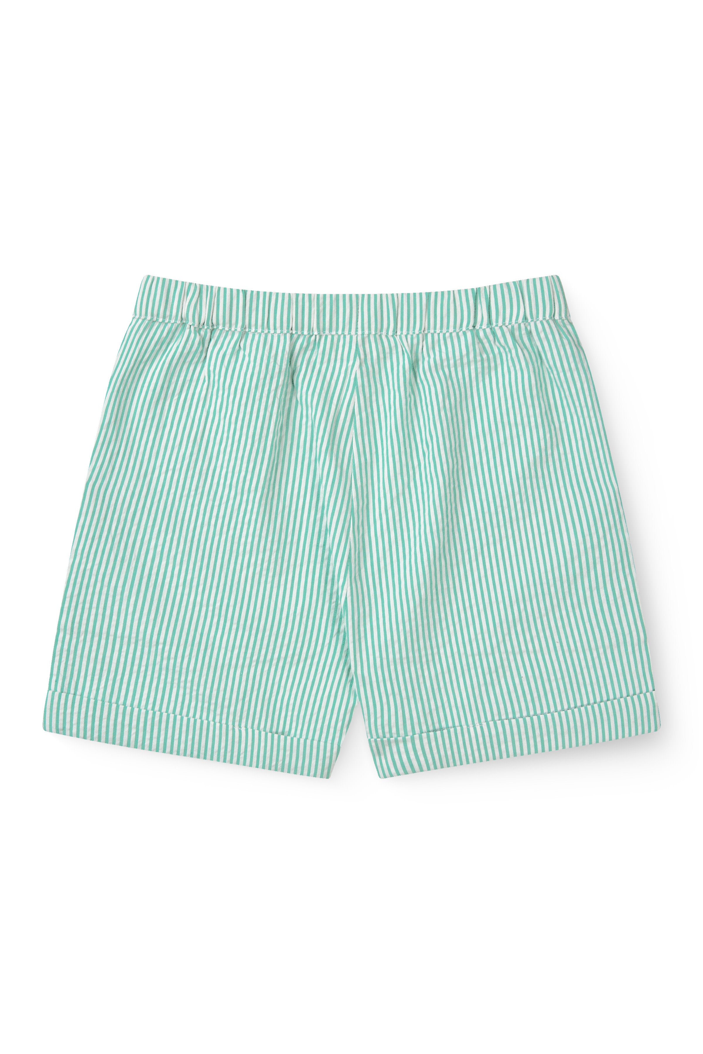 COPENHAGEN COLORS / SEERSUCKER SHORTS - SHARP GREEN W CREAM STRIPE - Mini Monde Copenhagen