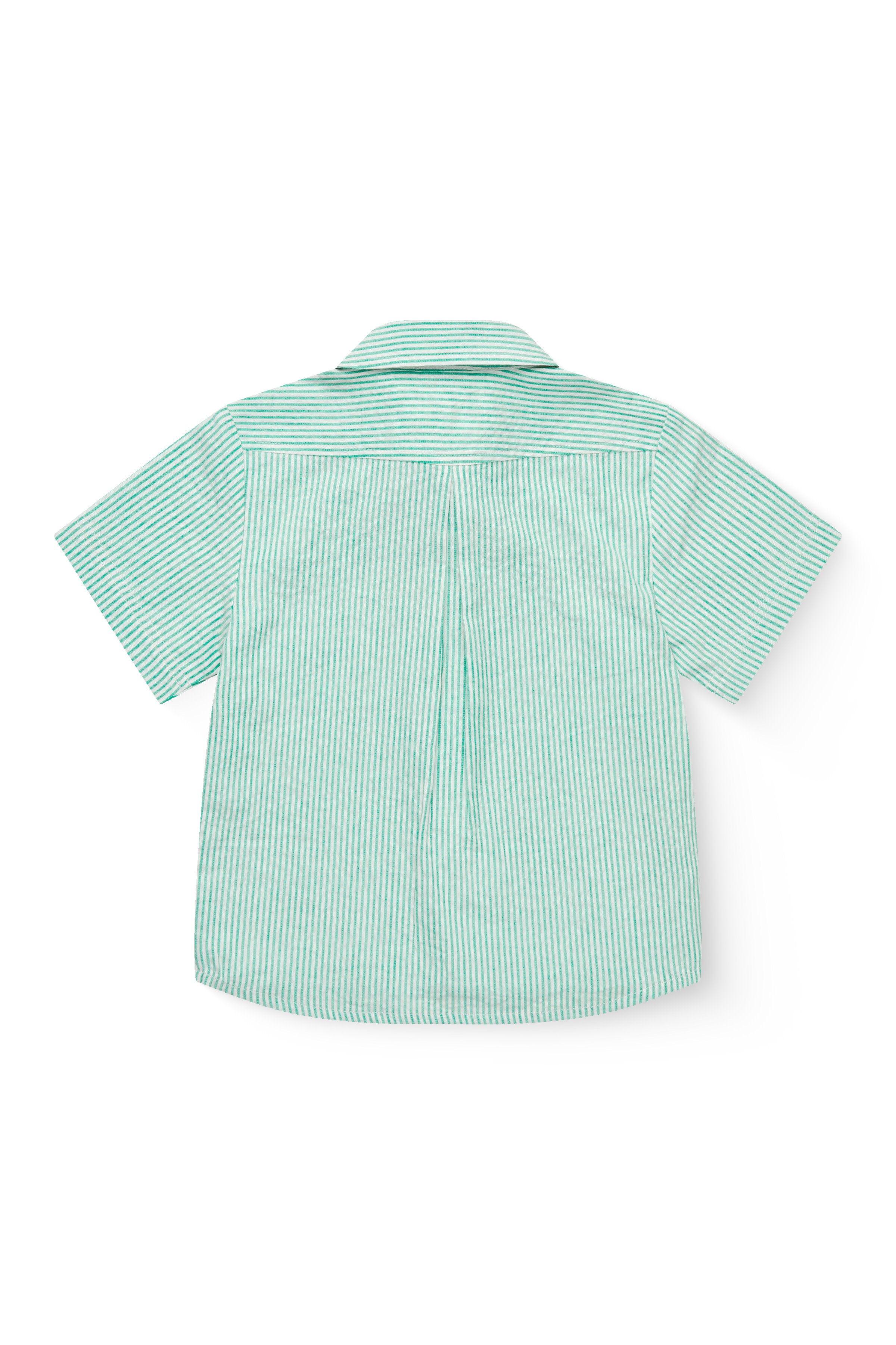 COPENHAGEN COLORS / SEERSUCKER SKJORTE - SHARP GREEN W CREAM STRIPE