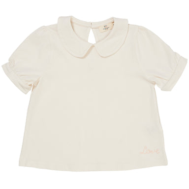 COPENHAGEN COLORS / SOLID SS BLUSE MED KRAVE - CREAM - Mini Monde Copenhagen
