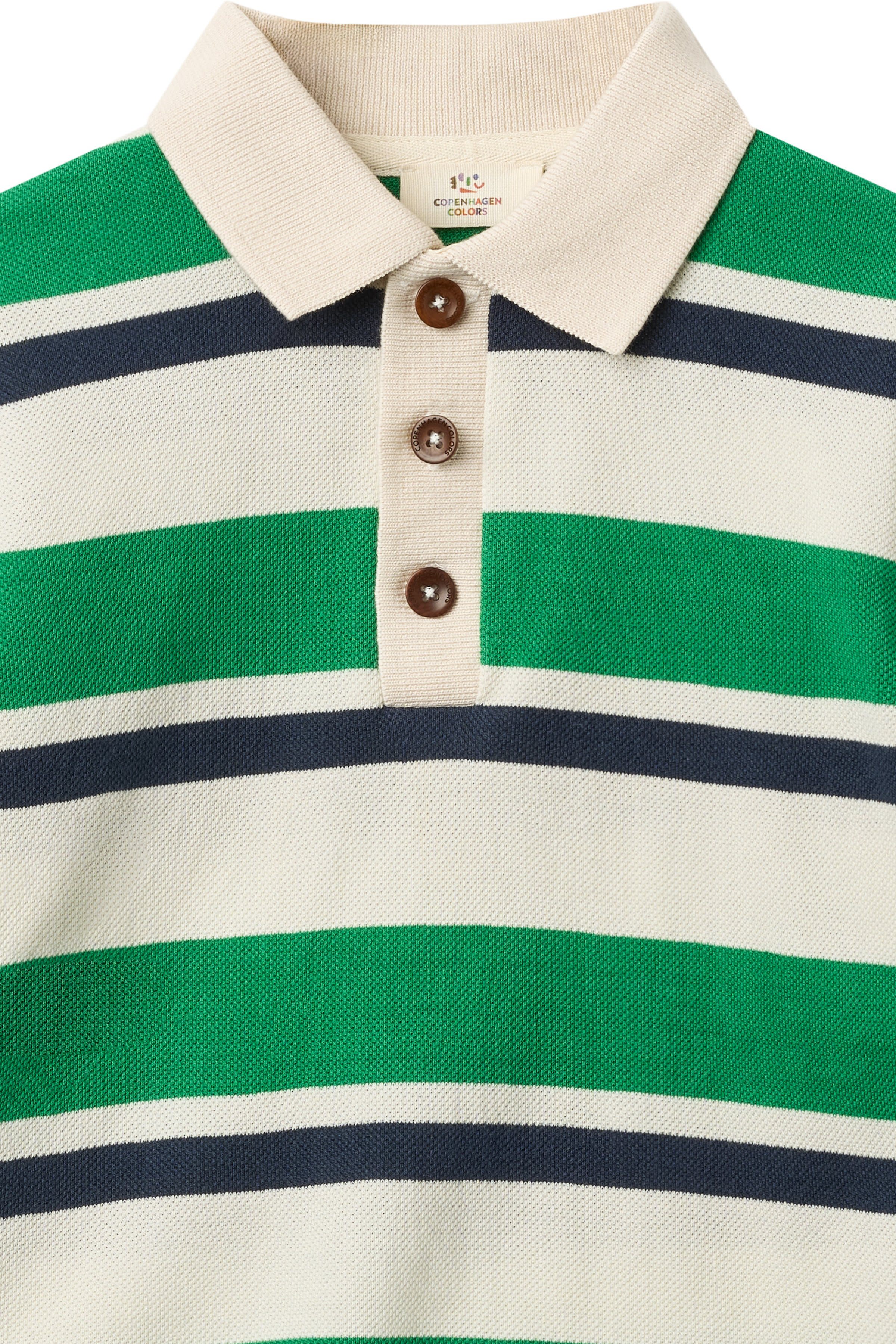 COPENHAGEN COLORS / STRIBET POLO MED LANGE ÆRMER - GREEN COMBI - Mini Monde Copenhagen