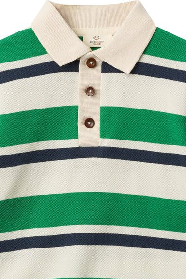 COPENHAGEN COLORS / STRIBET POLO MED LANGE ÆRMER - GREEN COMBI - Mini Monde Copenhagen