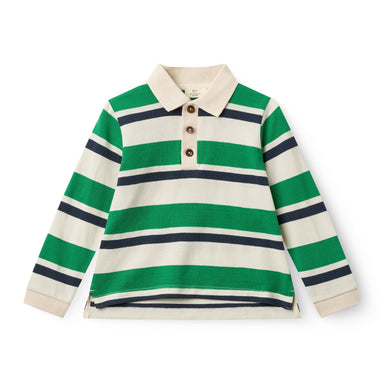 COPENHAGEN COLORS / STRIBET POLO MED LANGE ÆRMER - GREEN COMBI - Mini Monde Copenhagen