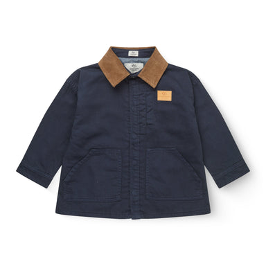 COPENHAGEN COLORS /  TWILL JAKKE MED FLØJLSKRAVE - NAVY - Mini Monde Copenhagen